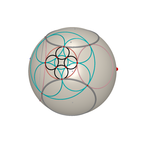 8 tangent circles moving on a ball